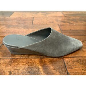 Vince Gray Suede Square Toe Wedge Low Heels, Size 8 US | 38 EUR